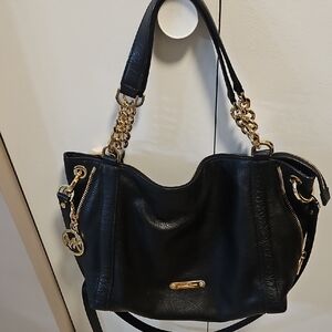 Michael Kors Black Shoulder Bag with Gold Accents